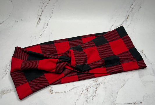 Buffalo Plaid Knot Headband