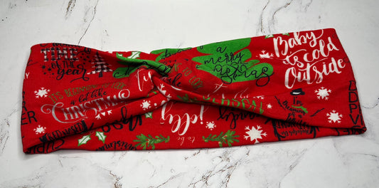 Christmas Words Twist Front Headband