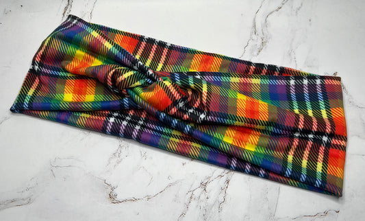 Bright Plaid Twist Front Headband