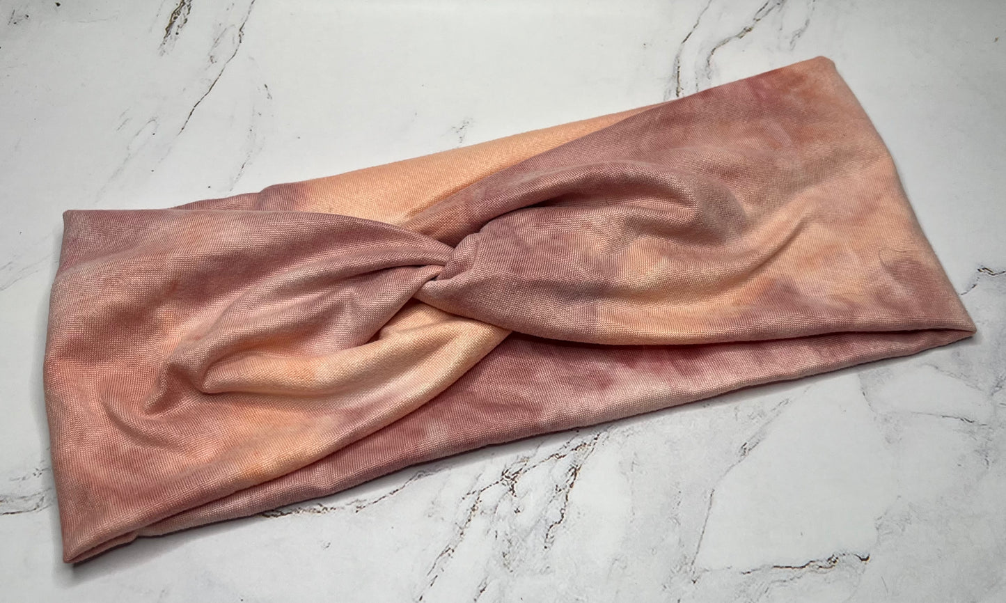 Peach Sunset Tie Dye Twist Headband