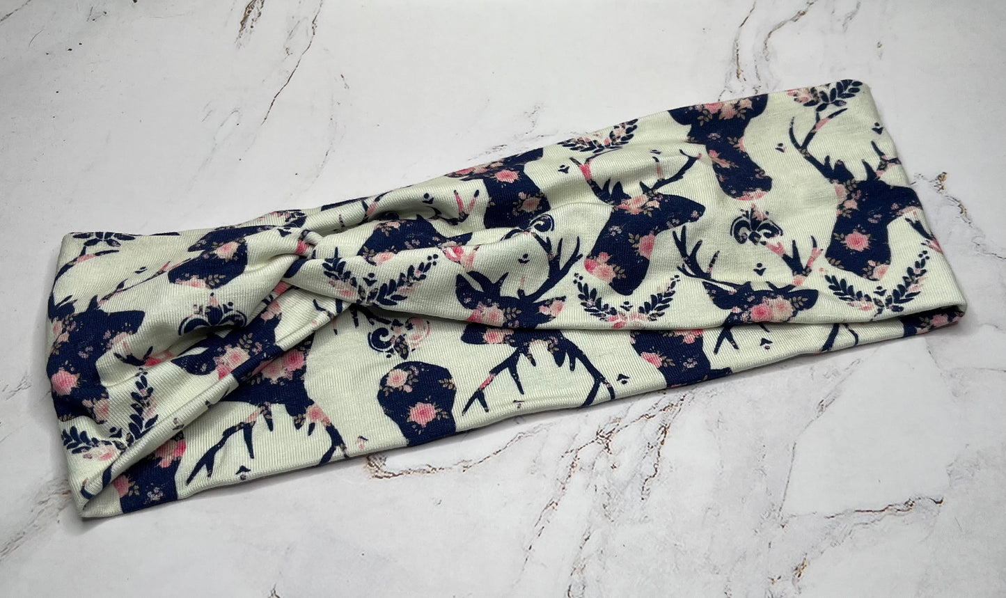 Floral Bucks Twist Headband