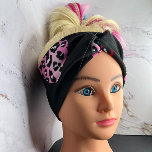 Leopard Hearts Knot Headband