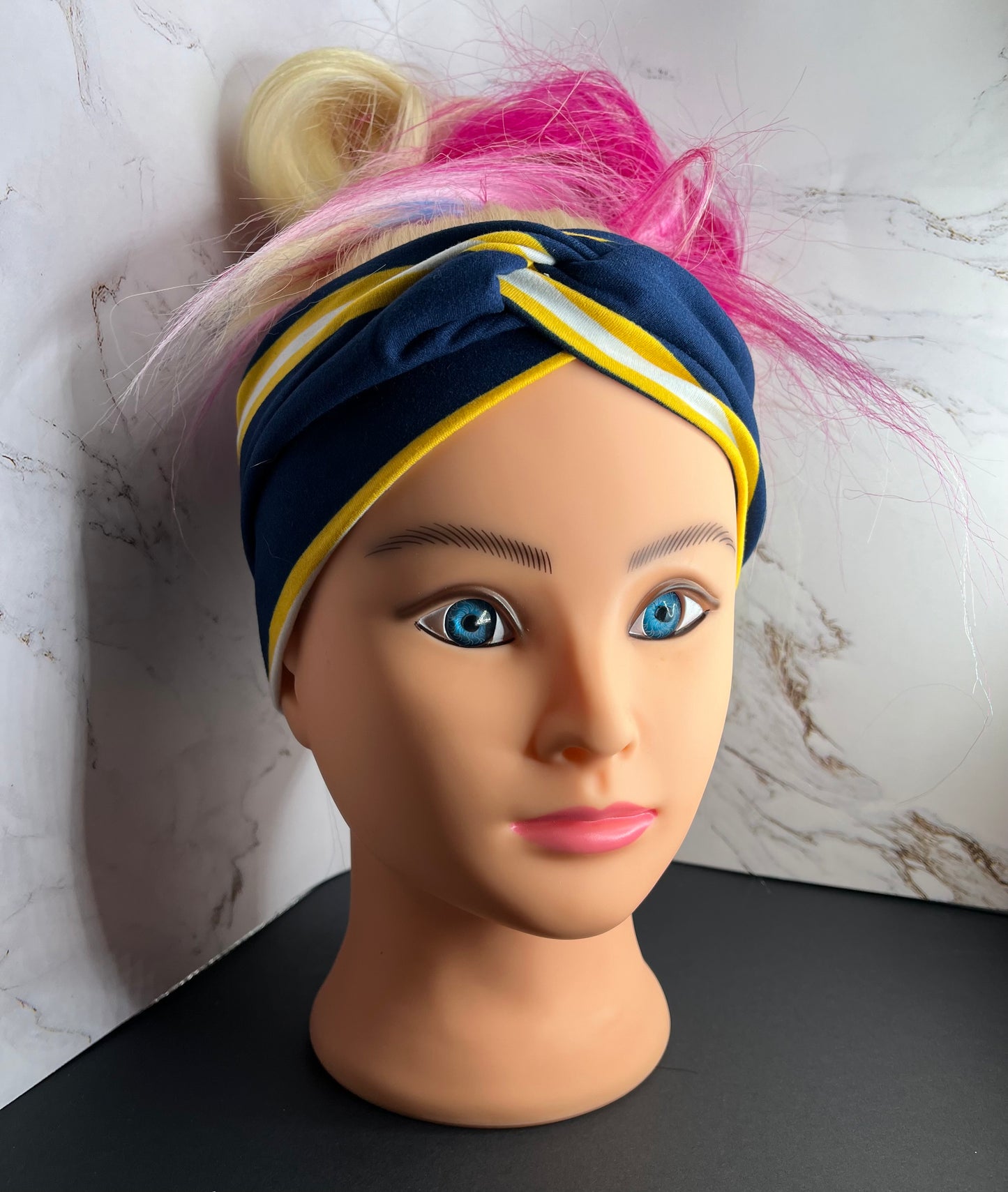 Navy and Yellow Knotted Headband